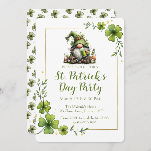 Whimsical St. Patrick’s Day Celebration Invite  (Front/Back)