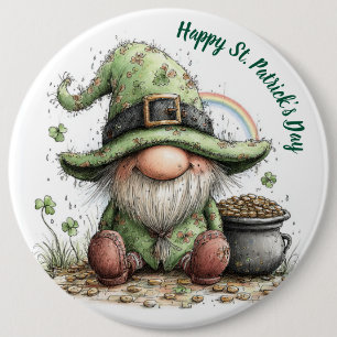 Whimsical St. Patrick’s Day Gnome Button