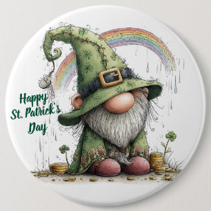 Whimsical St. Patrick’s Day Gnome Button