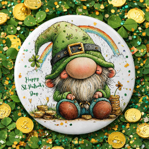 Whimsical St. Patrick’s Day Gnome Button