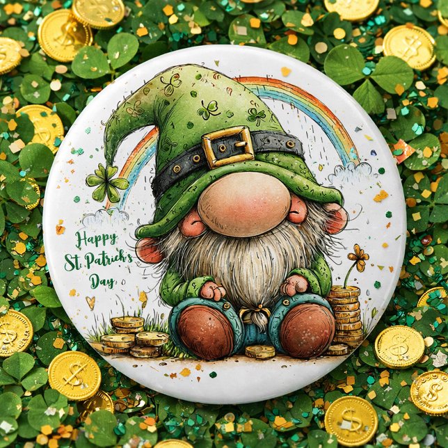 Whimsical St. Patrick’s Day Gnome Button (Creator Uploaded)