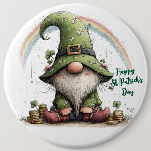 Whimsical St. Patrick’s Day Gnome Button