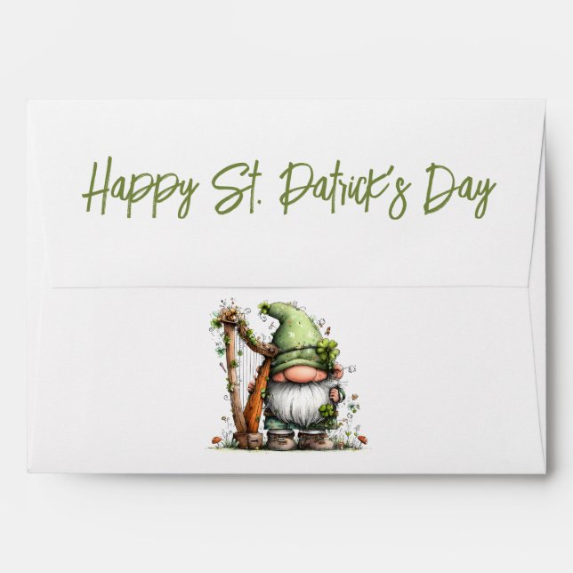 Whimsical St. Patrick’s Day Gnome  Envelope (Back (Top Flap))