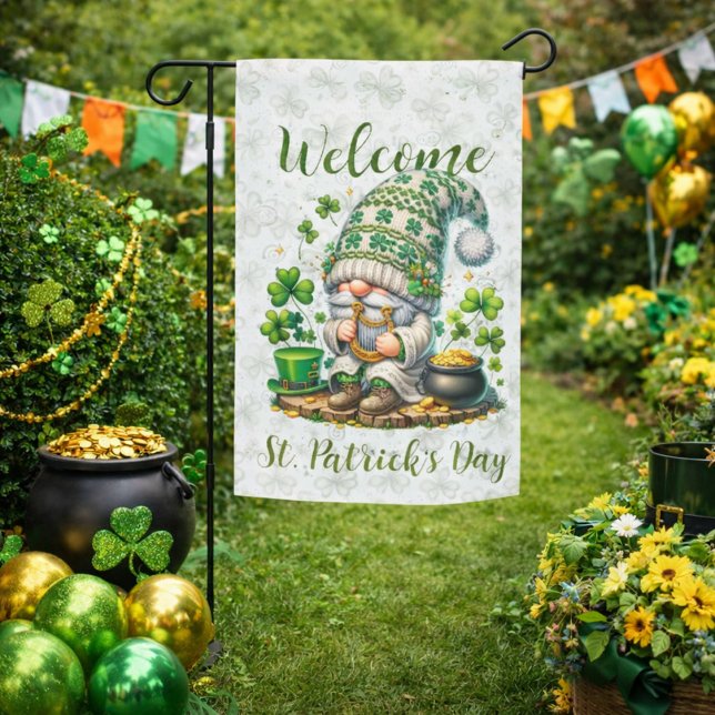 Whimsical St. Patrick’s Day Gnome  Garden Flag (Creator Uploaded)
