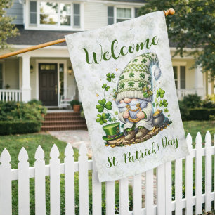 Whimsical St. Patrick’s Day Gnome  House Flag