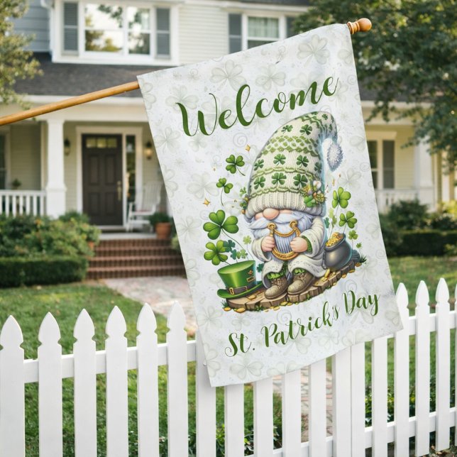 Whimsical St. Patrick’s Day Gnome  House Flag (Creator Uploaded)