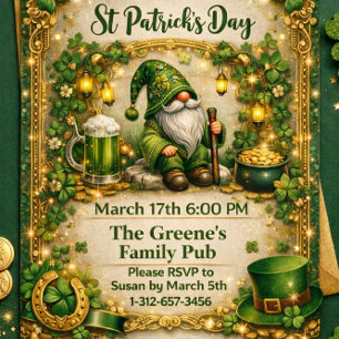 Whimsical St. Patrick’s Day Gnome Invitation