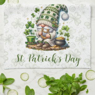 Whimsical St. Patrick’s Day Gnome Kitchen Towel