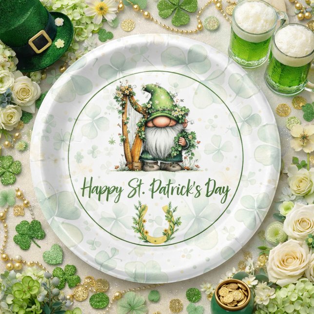 Whimsical St. Patrick’s Day Gnome  Paper Plates (Creator Uploaded)