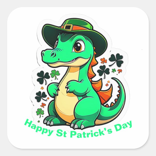 Whimsical St Patrick’s Day Stickers. St Patty Day, Square Sticker (Front)