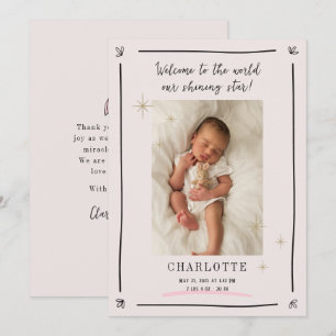 Whimsical star baby birth announcement card