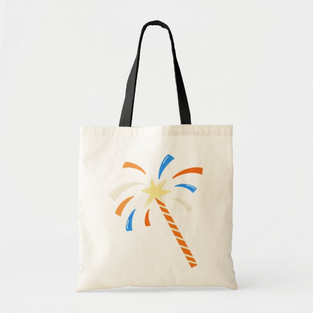 Whimsical Star Magic Wand Celebration Graphic Tote Bag (Front)