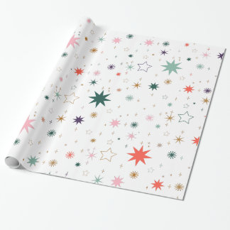 Whimsical Starburst and Star Pattern Wrapping Paper