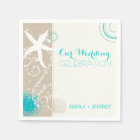 Whimsical Starfish + Beach Sand Wedding Napkins | Zazzle.com