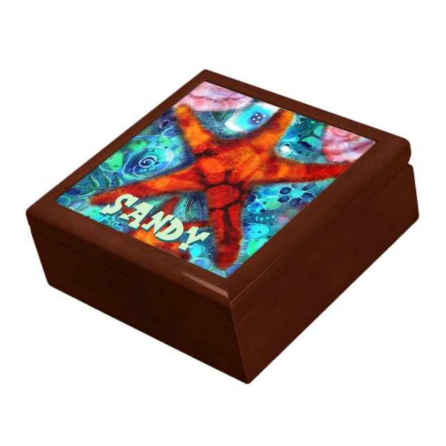 Whimsical Starfish Seashells Beach Personalized Gift Box (Side)