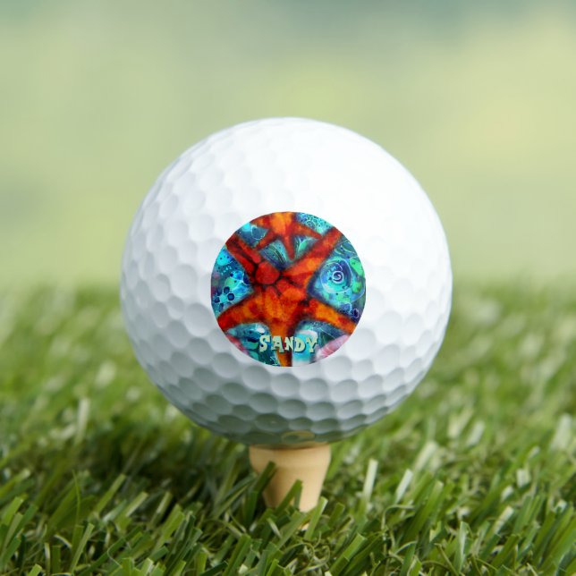 Whimsical Starfish Seashells Beach Personalized Golf Balls (Insitu Tee)