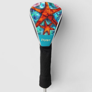 Whimsical Starfish Seashells Beach Personalized Golf Head Cover