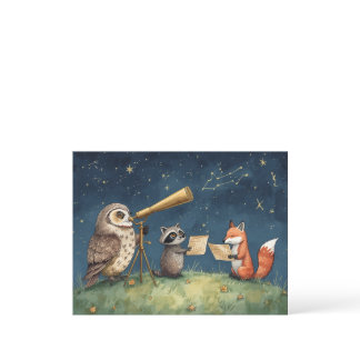 Whimsical Stargazing Animals Greeting Card