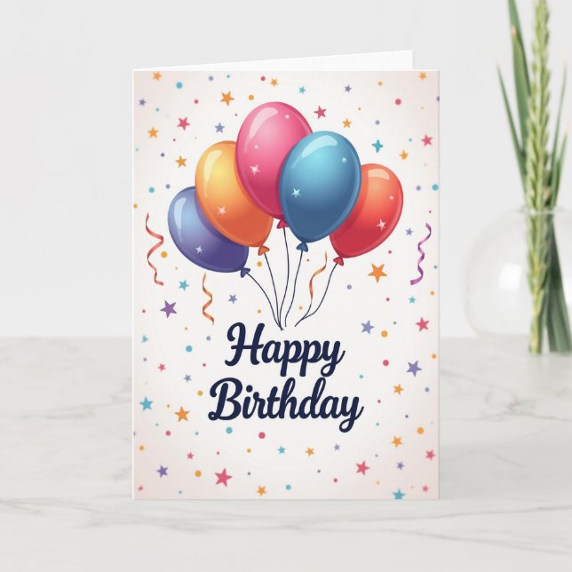 Whimsical Starry Birthday Card (Front)