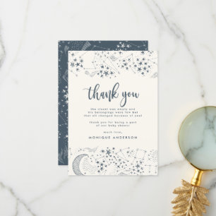 Whimsical Starry Night Blue & Cream Thank You Card