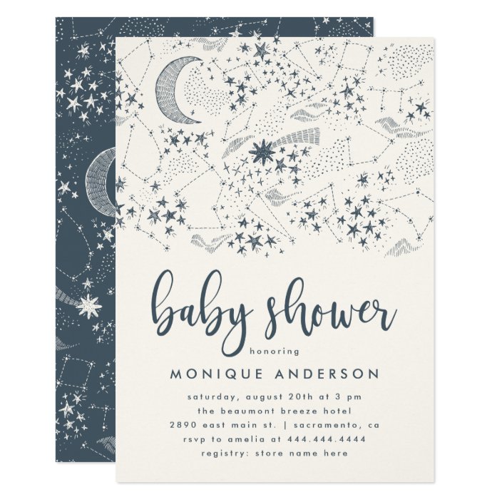 starry night baby shower invitations