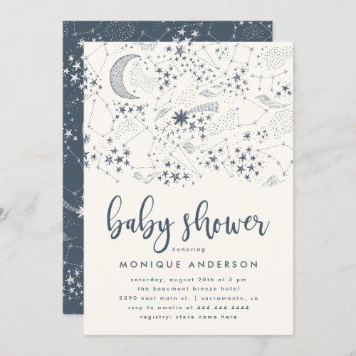 Whimsical Starry Night Constellation Baby Shower Invitation