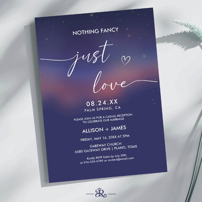 Whimsical Starry Night Script Modern Wedding Invitation (Creator Uploaded)