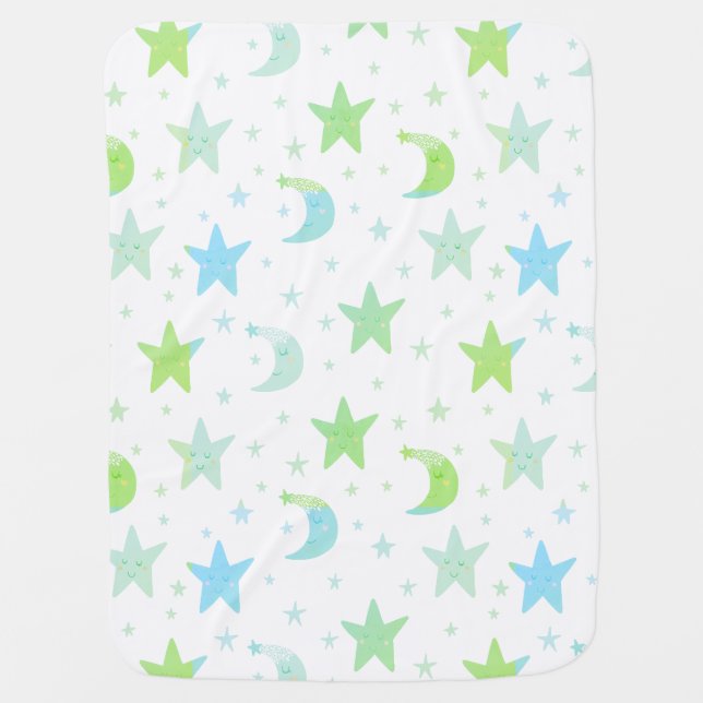 Whimsical Stars and Moons Baby Blanket (Front)