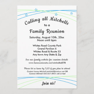 Whimsical Stars Family Reunion or Party Invitation