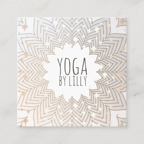 Whimsical Stars Lotus Mandala Flower Yoga Teacher Square Business Card