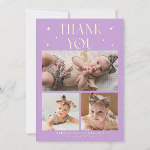 Whimsical Stars Photo Grid Wisteria Birth Announcement