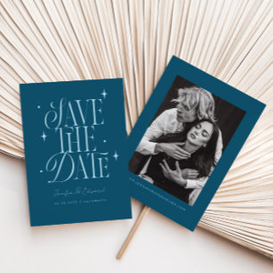 Whimsical Stars Teal Blue Save The Date