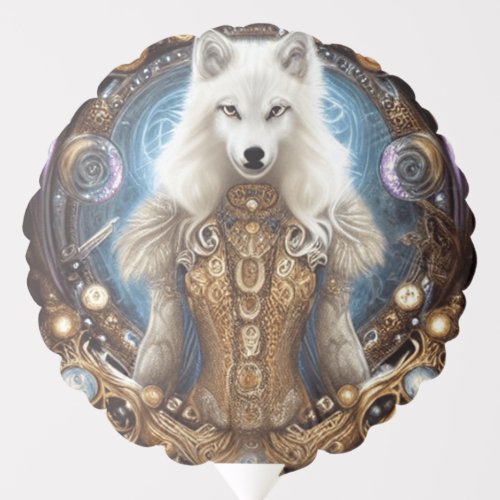 Whimsical steampunk charming white wolf balloon