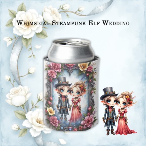 Whimsical Steampunk Elf Wedding Can Cooler