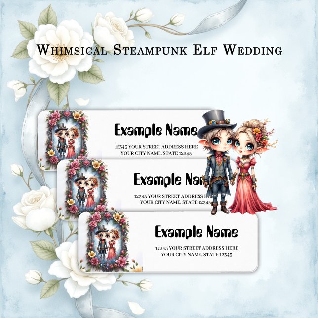 Whimsical Steampunk Elf Wedding  Label (Creator Uploaded)