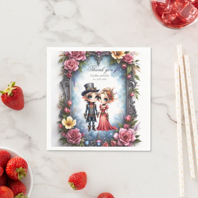 Whimsical Steampunk Elf Wedding  Napkins (Insitu)