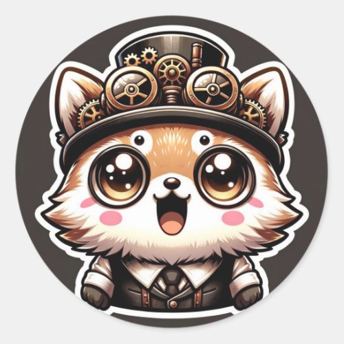 Whimsical Steampunk Fox Sticker