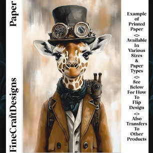 Whimsical Steampunk Giraffe AC2 Scrapbook Paper