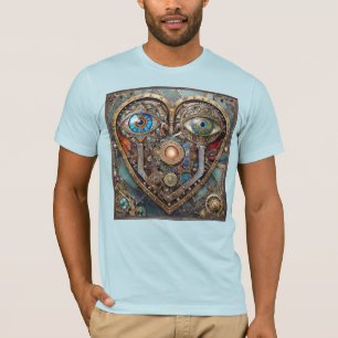 Whimsical Steampunk Heart I See You I Love You T-Shirt