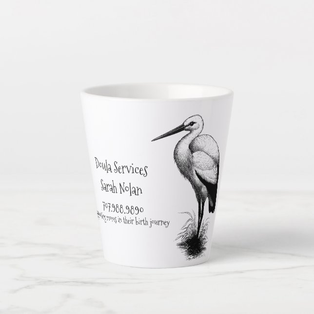Whimsical Stork Doula Promotional Latte Mug (Front)