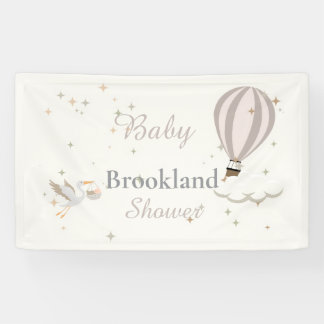 Whimsical Stork & Hot Air Balloon Baby Shower  Banner