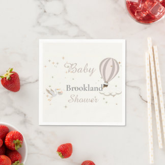Whimsical Stork & Hot Air Balloon Baby Shower  Napkins