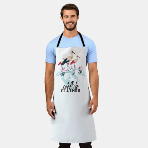 Whimsical Stork Pun Art _ Look No Feather Apron