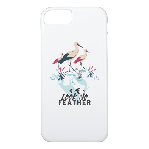 Whimsical Stork Pun Art _ Look No Feather iPhone 87 Case