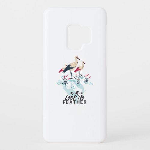 Whimsical Stork Pun Art _ Look No Feather Case_Mate Samsung Galaxy S9 Case