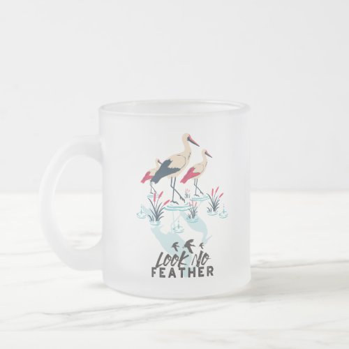 Whimsical Stork Pun Art _ Look No Feather Frosted Glass Coffee Mug