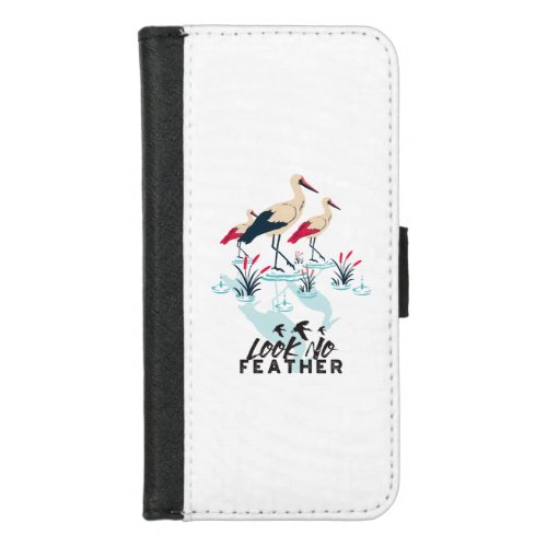 Whimsical Stork Pun Art _ Look No Feather iPhone 87 Wallet Case