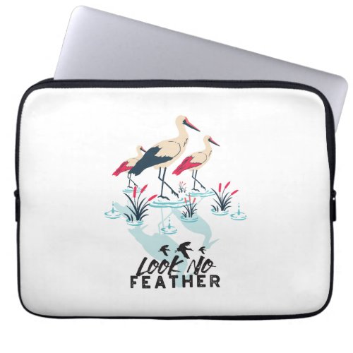 Whimsical Stork Pun Art _ Look No Feather Laptop Sleeve