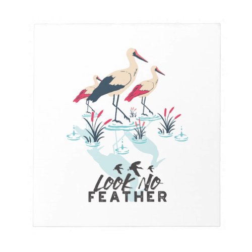 Whimsical Stork Pun Art _ Look No Feather Notepad