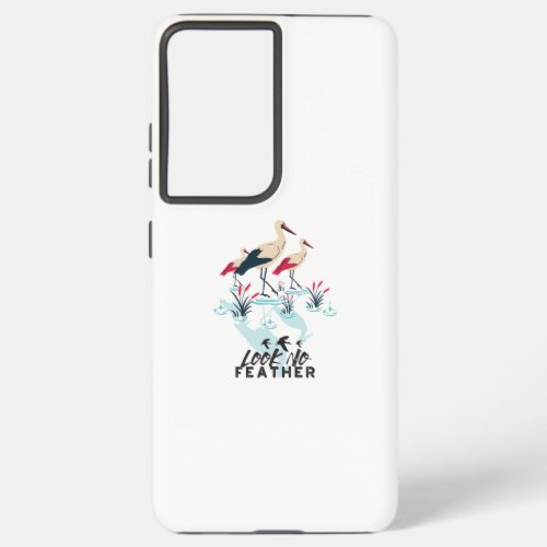 Whimsical Stork Pun Art _ Look No Feather Samsung Galaxy S21 Ultra Case